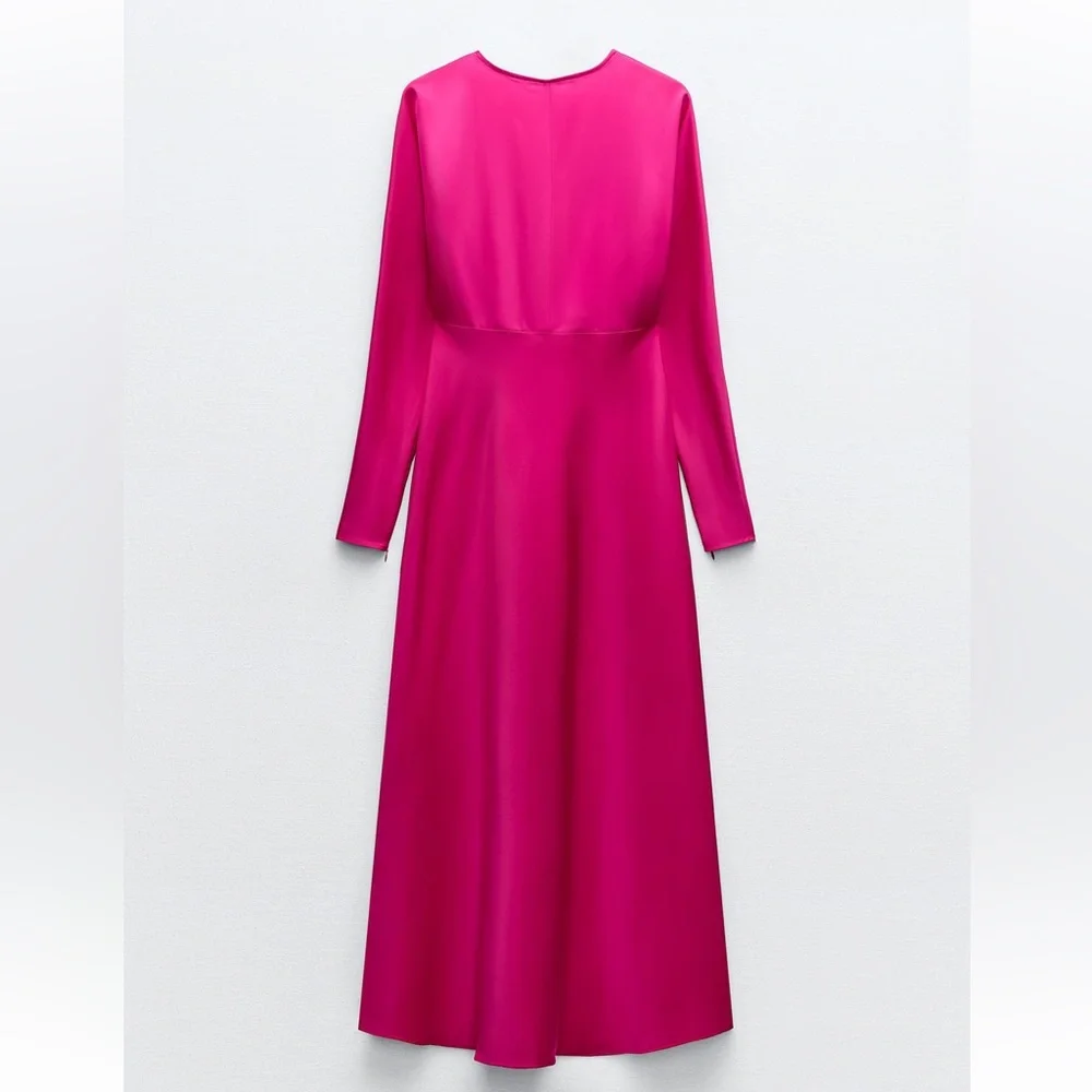 Zara NWT Satin Effect Midi Dress size L - Picture 6 of 9